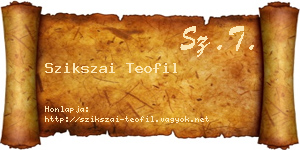 Szikszai Teofil névjegykártya